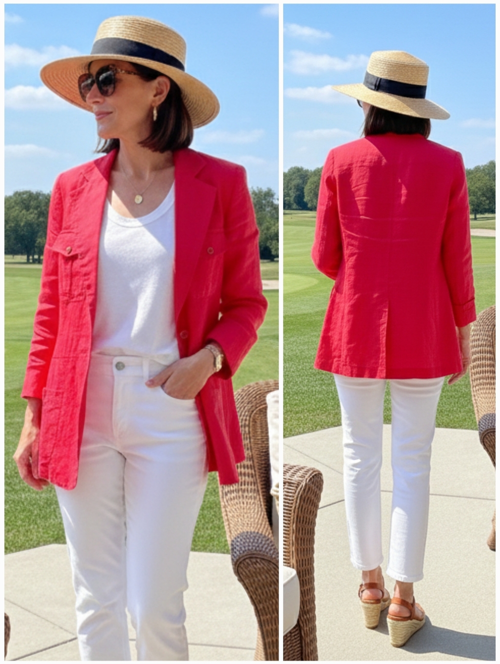 NWOT Lauren Ralph Lauren 16W Organic Linen Utility Blazer Old Money Resortwear